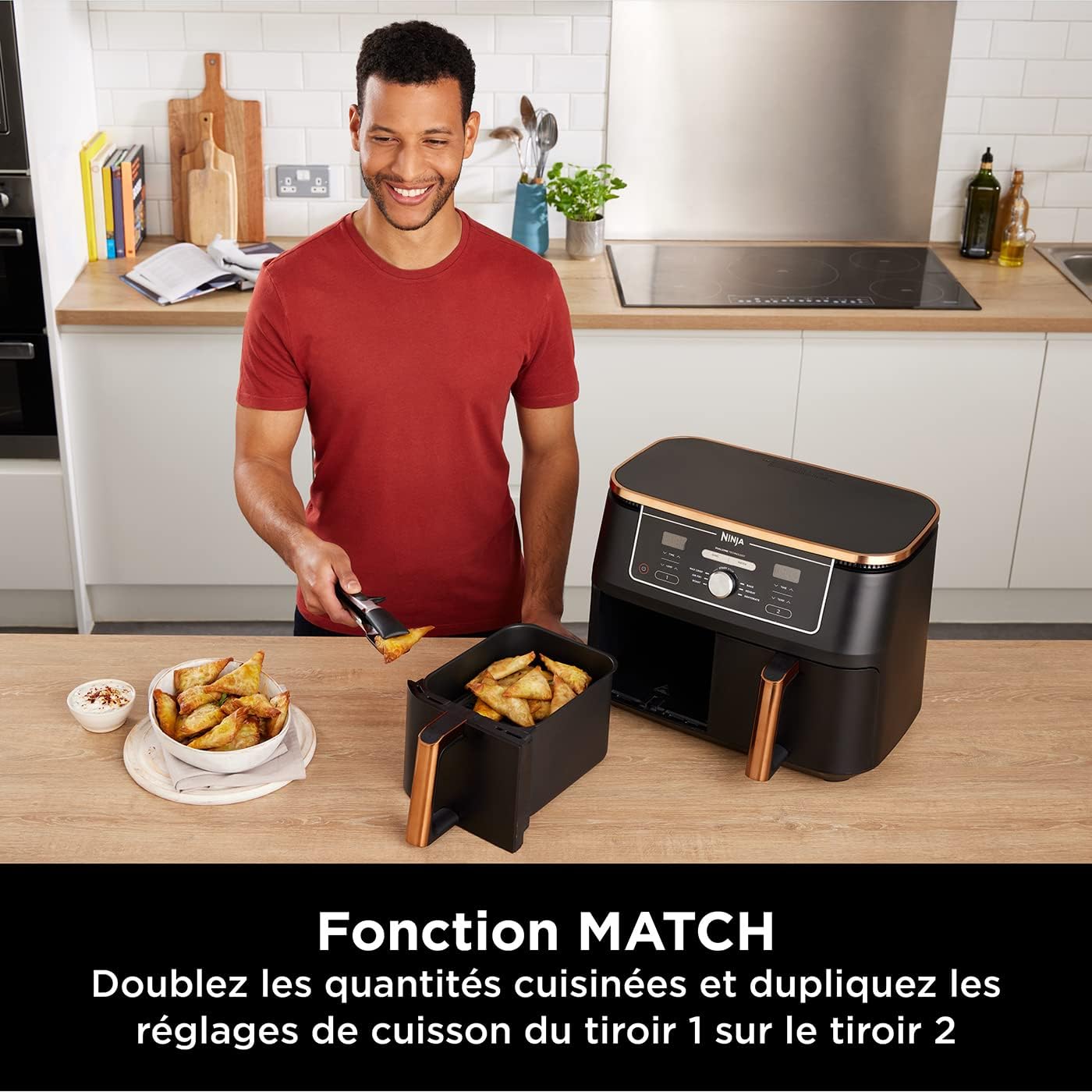 Kit de cuisine : Airfryer Ninja 6 en 1 à double panier 9,5 L + Livre de plus de 100 recettes