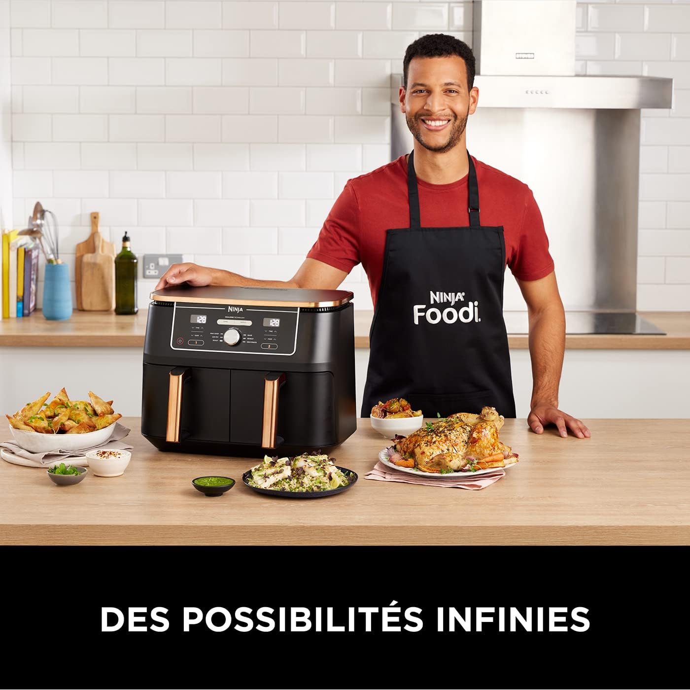 Kit de cuisine : Airfryer Ninja 6 en 1 à double panier 9,5 L + Livre de plus de 100 recettes